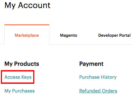 Get your secure access keys on Magento Marketplace