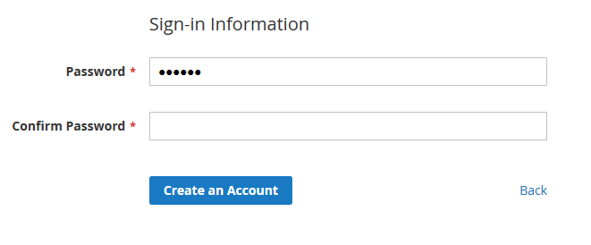 Admin login page with the default view of the primary buttons