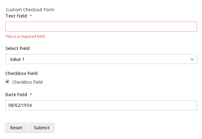 The input form with four fields